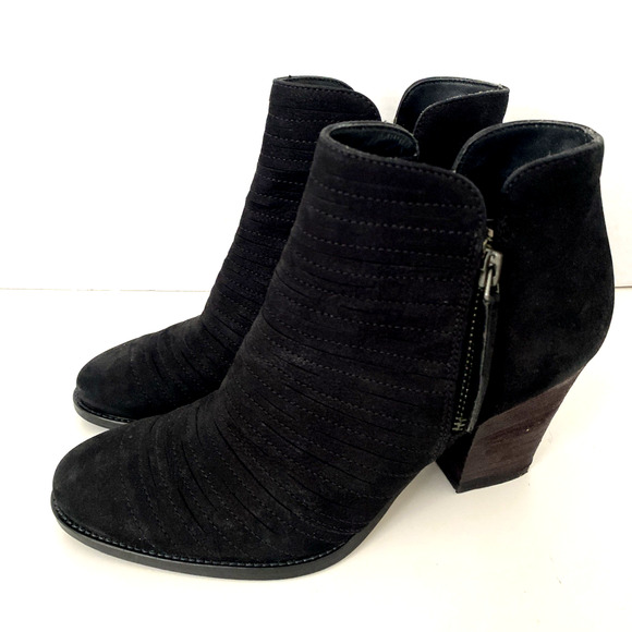 Paul Green Malibu Sliced Zip Bootie Ankle Boot Black Block Heel Suede 3.5UK 6 US - Picture 4 of 9